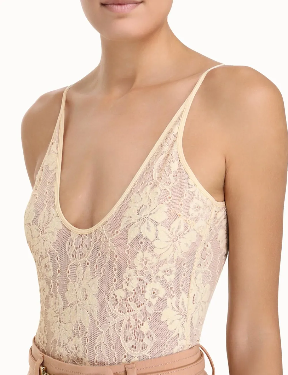 ZIMMERMANN Luminosity Scoop Neck Bodysuit-Women In Denim