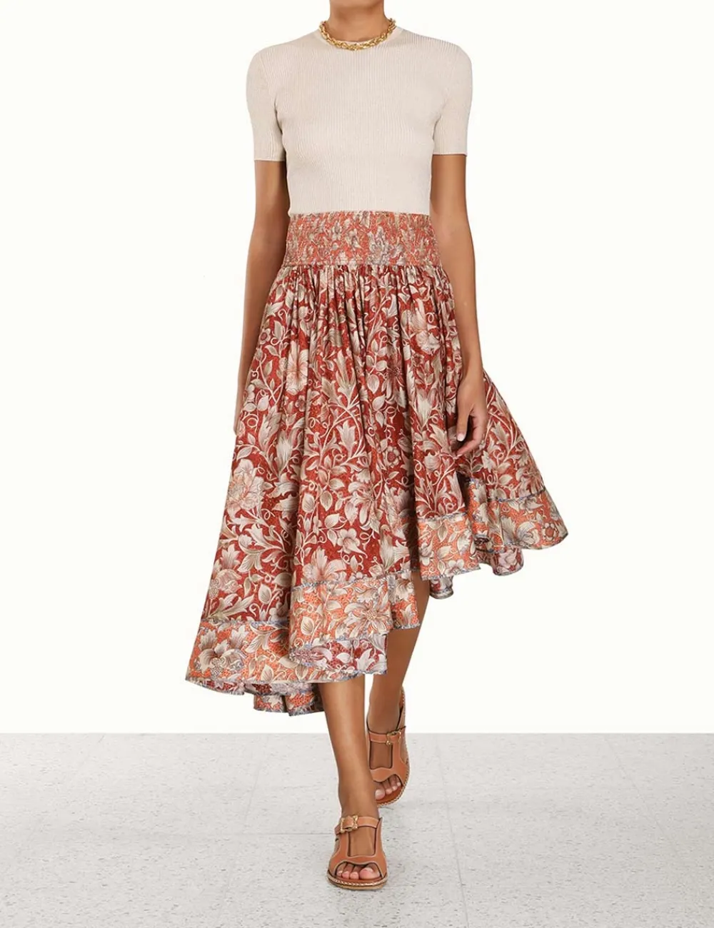 ZIMMERMANN Chintz Asymmetrical Skirt-Women Skirts