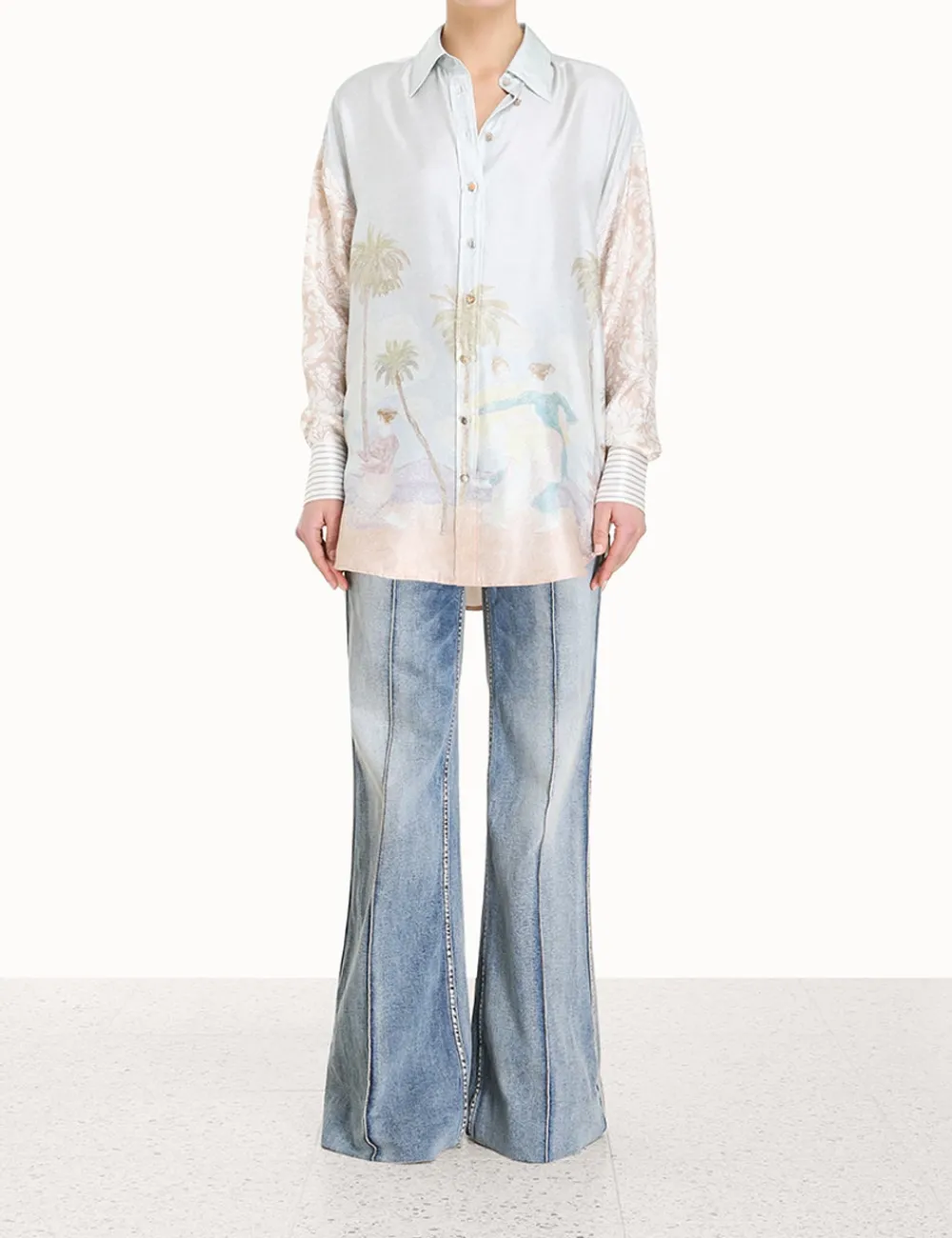 ZIMMERMANN Sensory Spliced Shirt-Women Tops