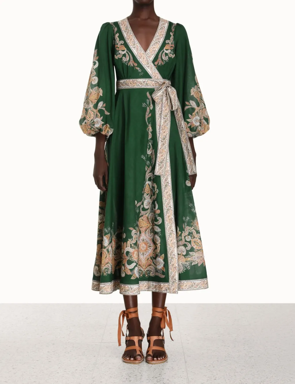 ZIMMERMANN Devi Wrap Midi Dress-Women Clothing