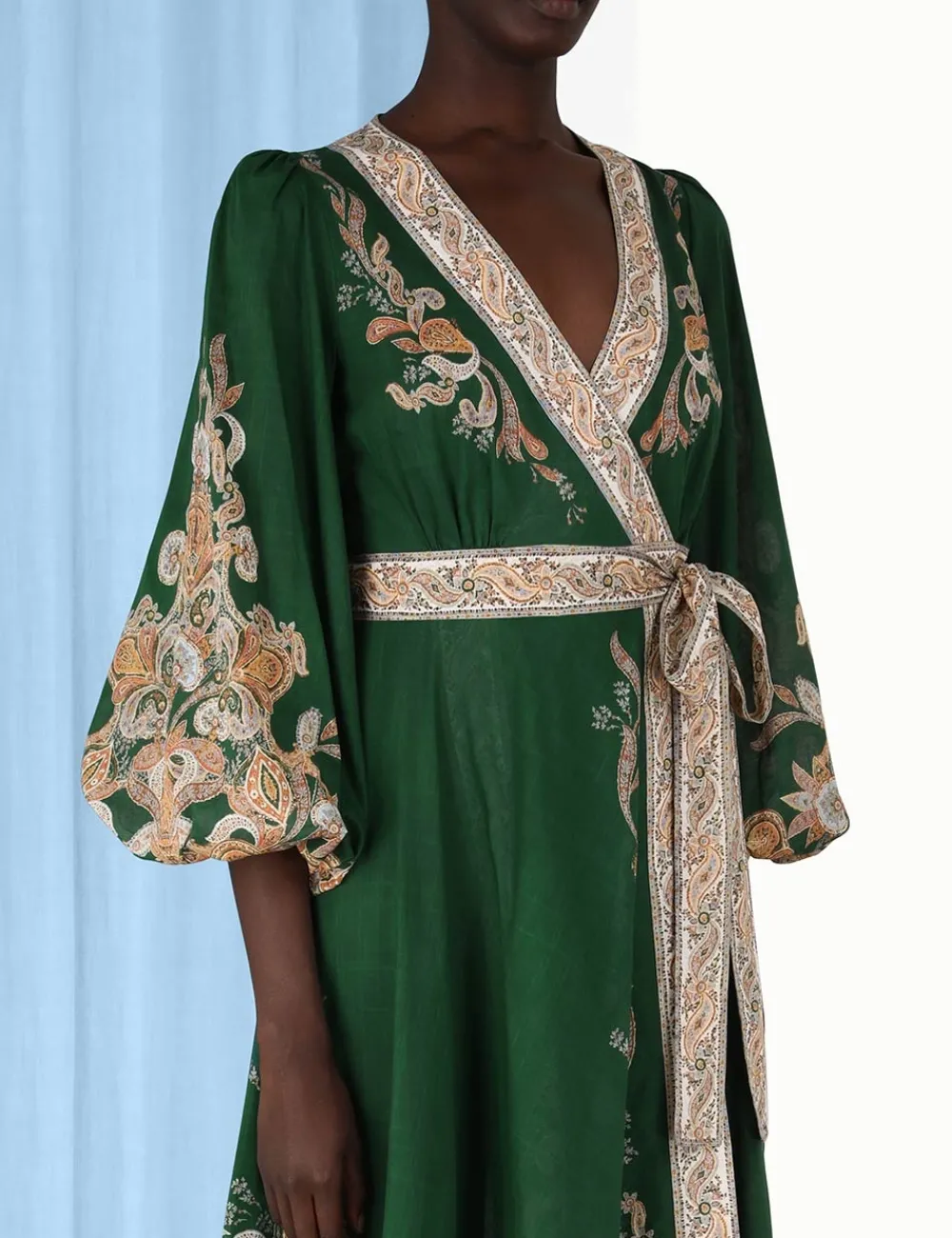 ZIMMERMANN Devi Wrap Midi Dress-Women Clothing