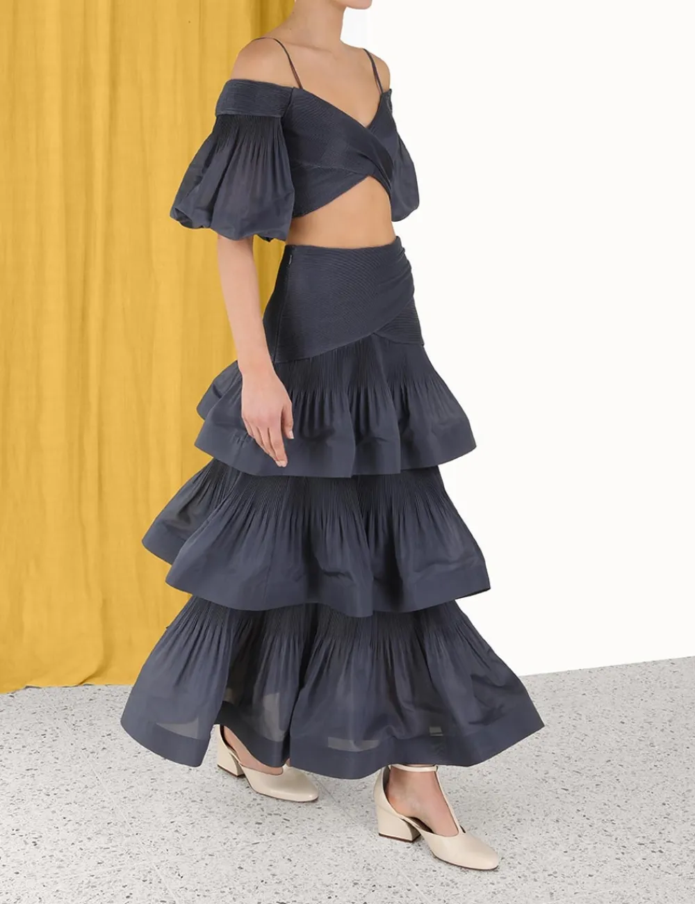 ZIMMERMANN Pleated Tiered Skirt-Women Luminosity