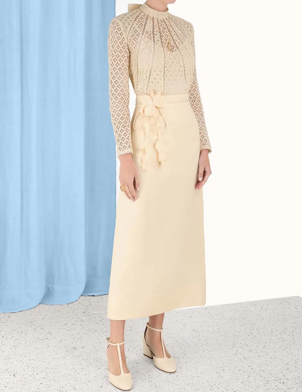 ZIMMERMANN Luminosity Lace Paneled Blouse-Women Tops