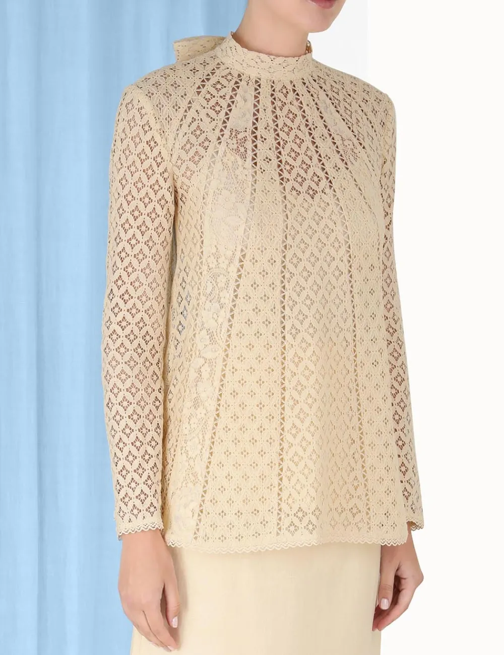 ZIMMERMANN Luminosity Lace Paneled Blouse-Women Tops