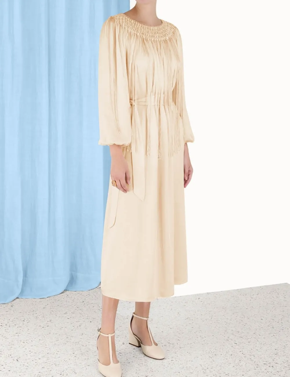 ZIMMERMANN Lyrical Fringe Midi Dress-Women Clothing