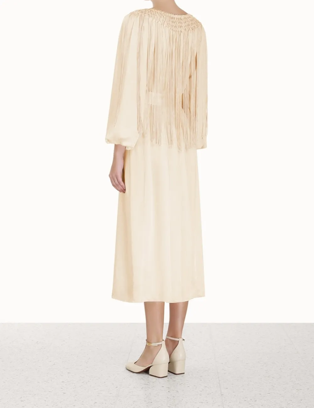 ZIMMERMANN Lyrical Fringe Midi Dress-Women Clothing
