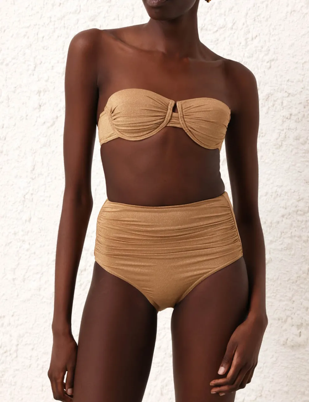 ZIMMERMANN Junie Lurex Gathered Bikini-Women Bikinis