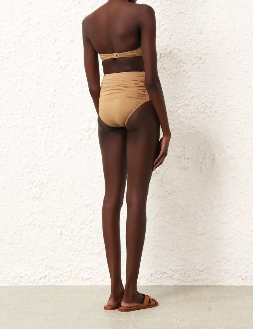 ZIMMERMANN Junie Lurex Gathered Bikini-Women Bikinis