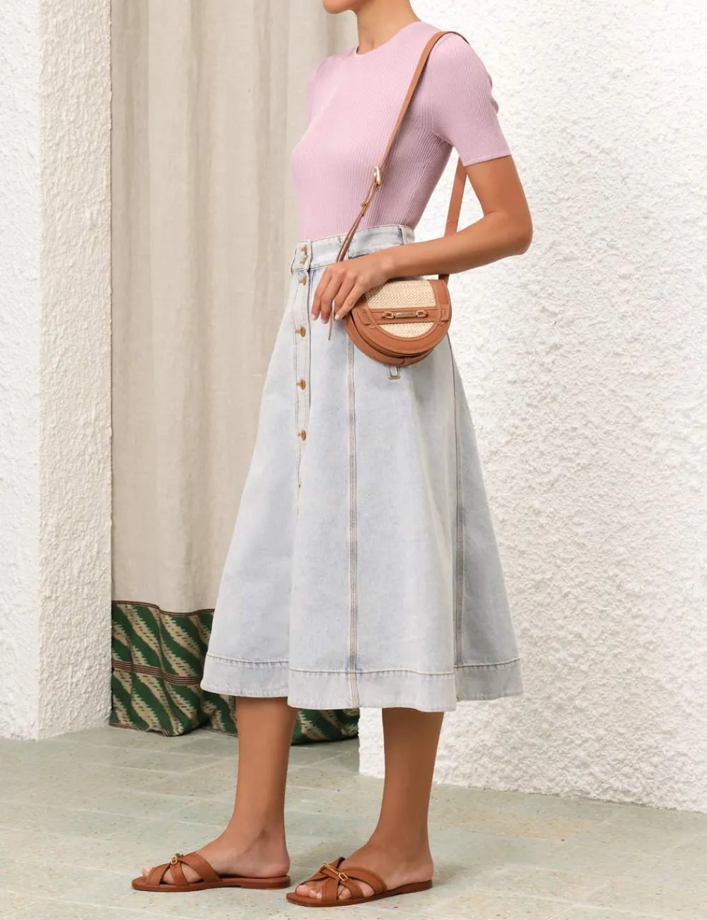 ZIMMERMANN August A Line Denim Skirt-Women Denim