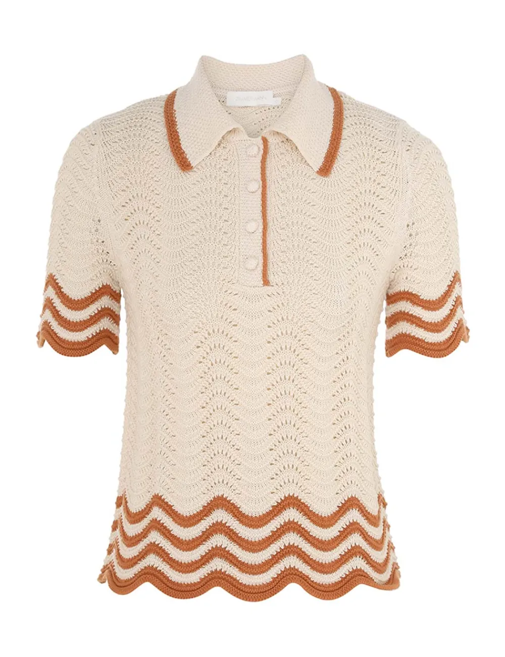 ZIMMERMANN Junie Textured Knit Polo-Women Clothing