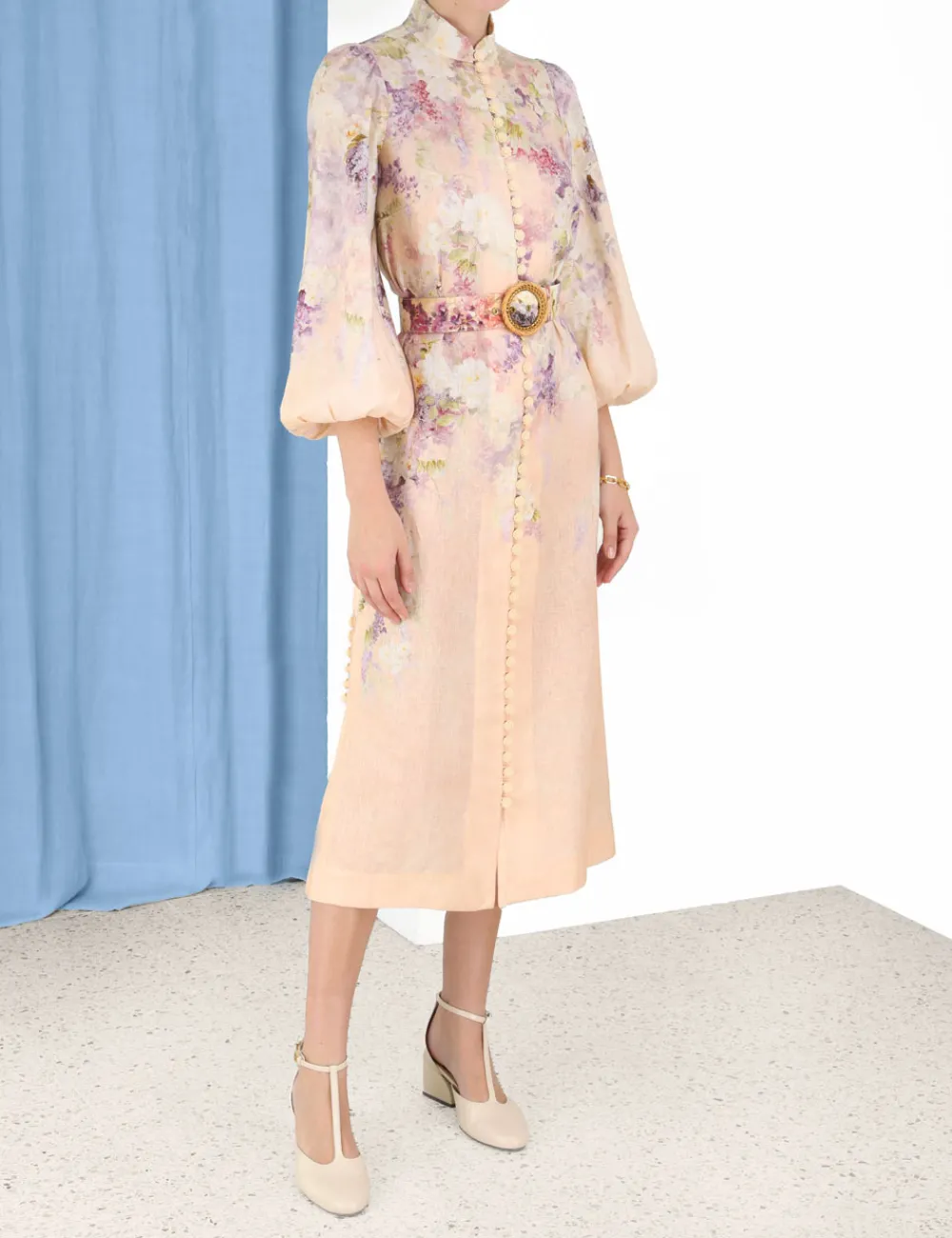 ZIMMERMANN Lyrical Buttoned Midi Dress-Women Clothing