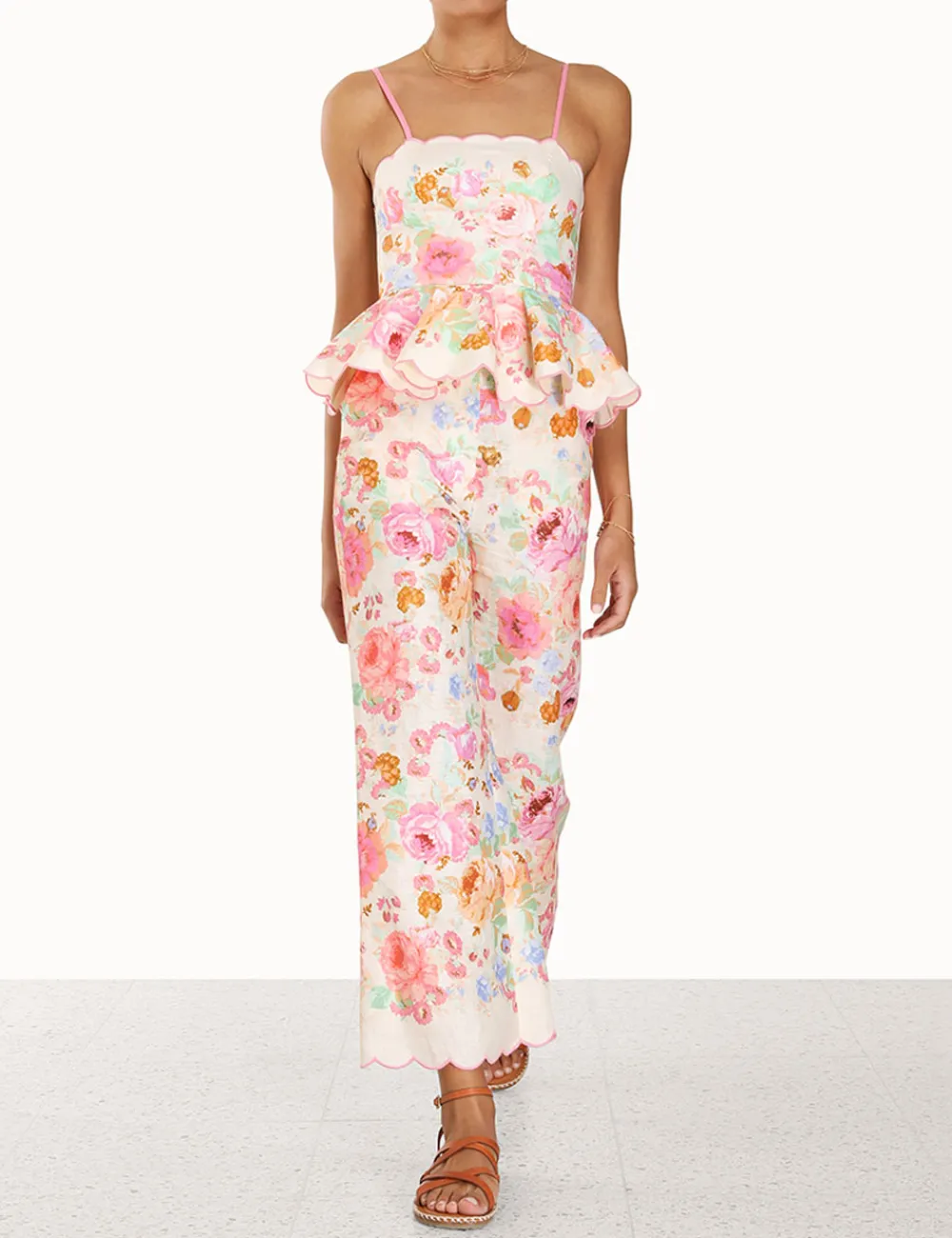 ZIMMERMANN Raie Scallop Peplum Top-Women Tops