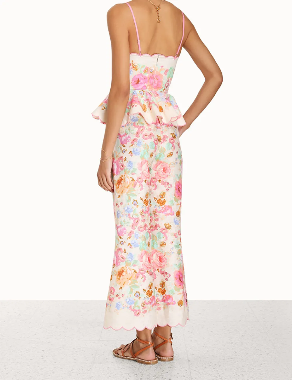 ZIMMERMANN Raie Scallop Peplum Top-Women Tops