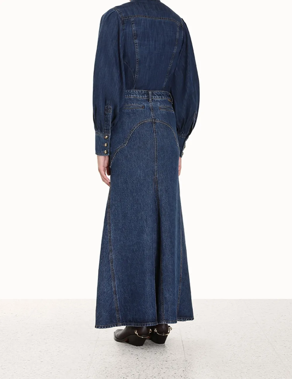 ZIMMERMANN Luminosity Denim Corset Shirt-Women In Denim